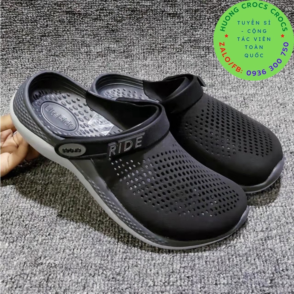 DÉP SỤC CROCS LITERIDE PACER 360 CHO CẢ NAM VÀ NỮ MÀU ĐEN CHUẨN XỊN FULL BOX