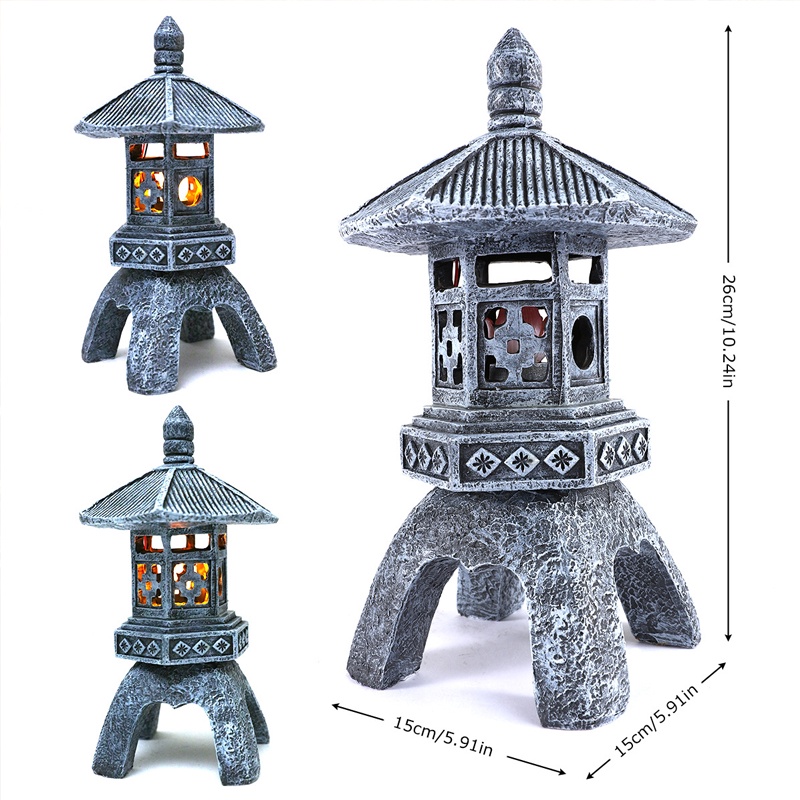 Đèn đá trang trí phong cách Nhật Bản - Chất liệu composite - Jassi Decor