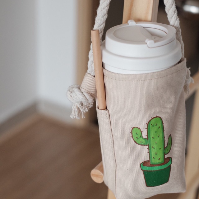 [Mã WABRBAGS giảm 20K đơn 99K] Túi vải đựng ly nước , bình nước CUP BAG Linlincanvas