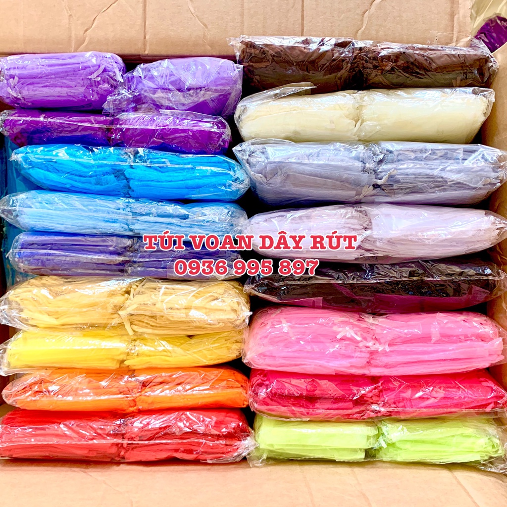 Túi vải voan dây rút đựng quà, đồ handmade, mỹ phẩm, túi thơm, trang trí nhiều màu, nhiều size