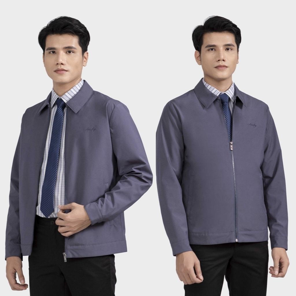 Áo khoác gió 2 lớp nam ARISTINO AJK011W2 Jacket trơn màu vải Polyester nhẹ ấm dáng Regular fit suông vừa cổ bẻ lịch sự