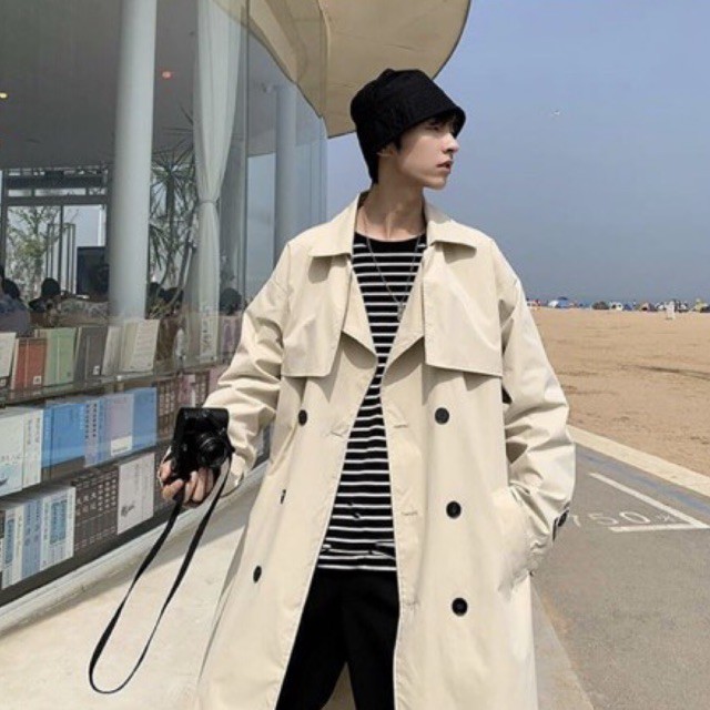 Áo măng tô thời trang 2 màu đen - be size M - 5XL