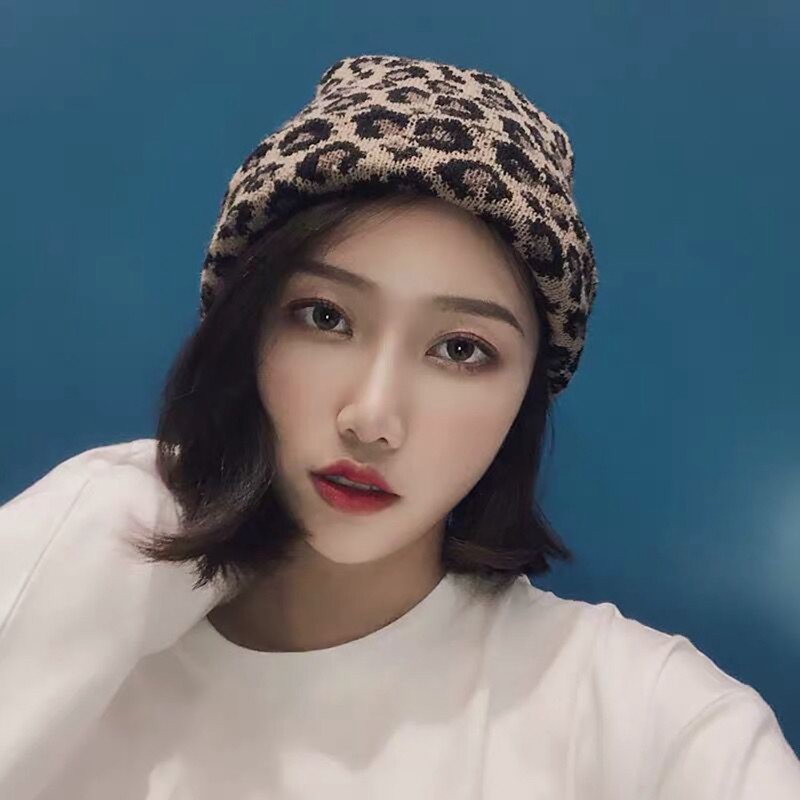 Mũ Len Họa Tiết Da Báo Thời Trang Cá Tính Cho Nữ