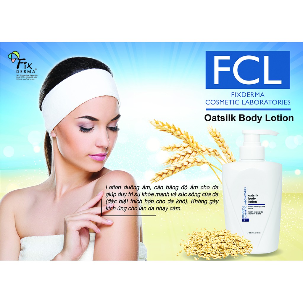 Lotion Dưỡng Ẩm Làm Mềm Mịn Da Phù Hợp Cả Da Nhạy Cảm, Chàm, Vảy Nến - Fixderma FCL Oat Silk Body Lotion 400ml