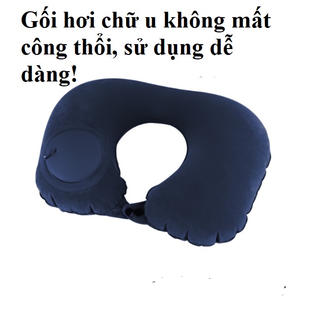 Gối hơi văn phòng kê chân 3 tầng dạng nỉ hơi tự bơm điều chỉnh 2 tầng hoặc 3 tầng linh động, gối u kê cổ tự bơm