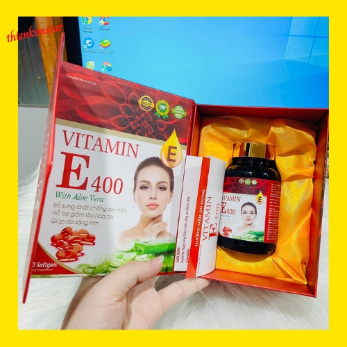 Viên uống đẹp da Vitamin E 400 with Aloe Vera giảm lão hóa, sáng mịn da ( Hộp 30 viên) (chính hãng)