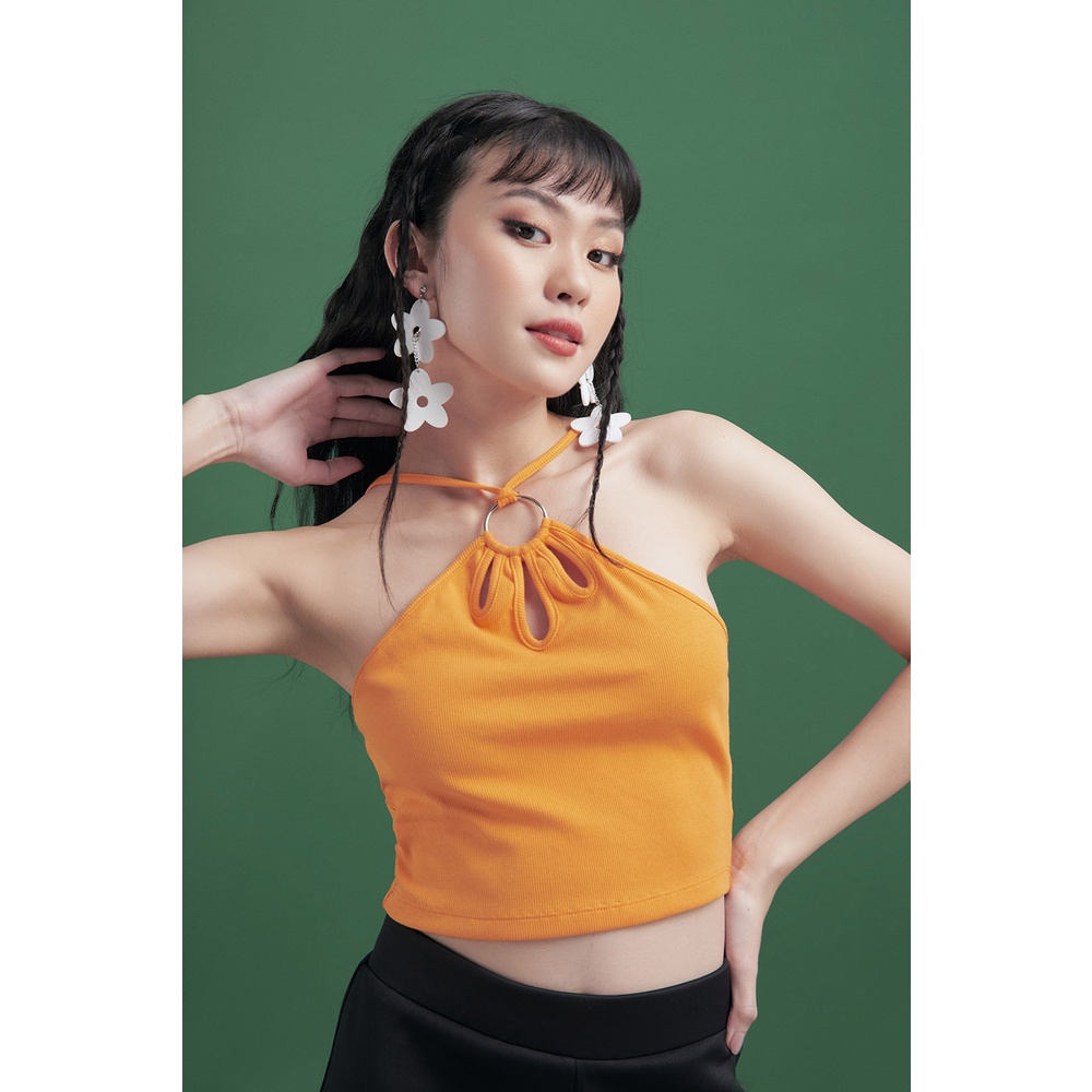 DOTTIE - Áo thun trang trí khoen nữ cam T0476