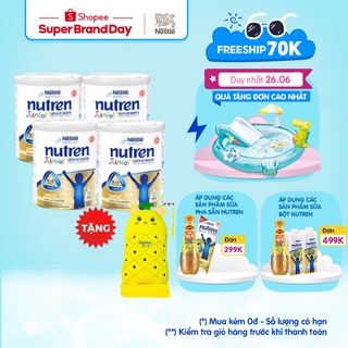 [FMCGMALL -8% đơn từ 250K] [Tặng bộ gối mền Kitty] Combo 4 lon sữa bột Nutren Junior cho trẻ từ 1-12 tuổi lon 850g