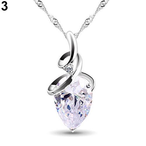 Vòng Cổ Choker Charm Mặt Zircon Xoắn Hình Giọt Nước Cho Nữ