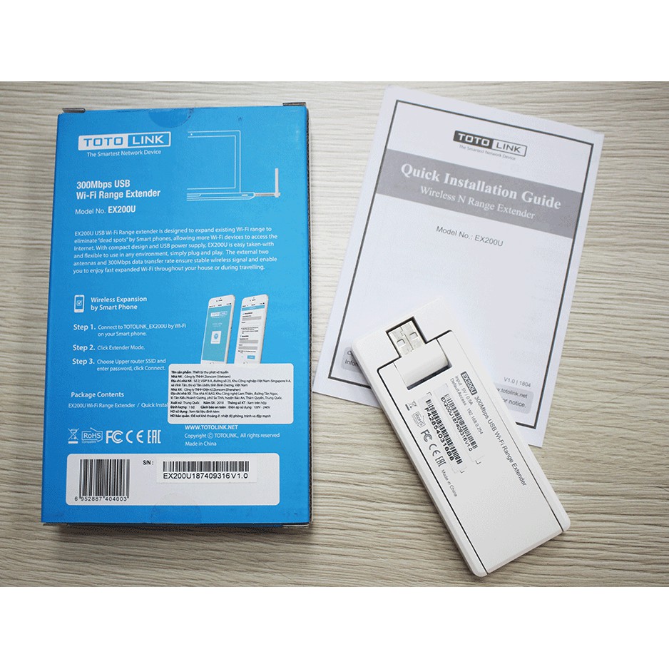 Bộ mở rộng sóng WiFi Totolink USB EX200U Chuẩn N tốc độ 300Mbps | BigBuy360 - bigbuy360.vn