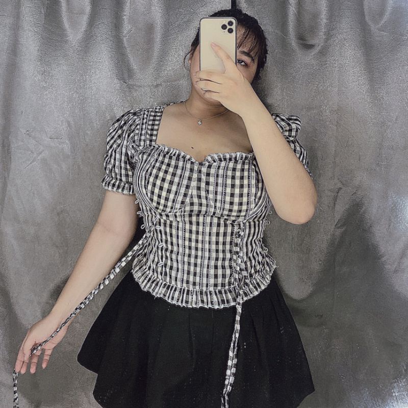 Áo caro bigsize 60-90kg siêu đẹp mẫu mặc thật 100%