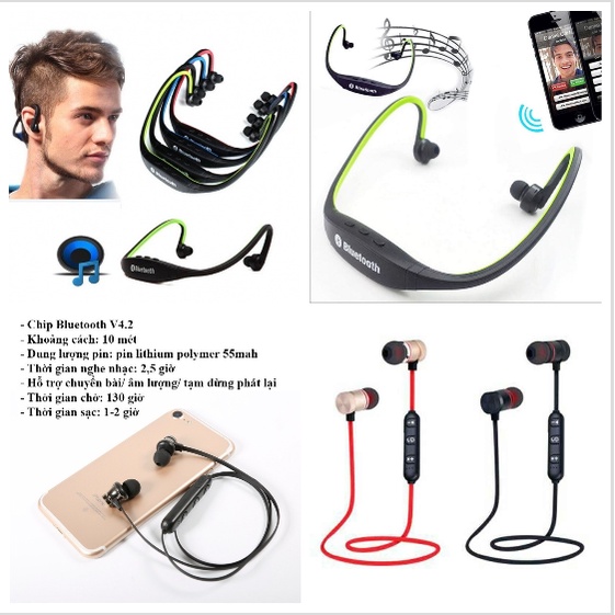 TAI NGHE BLUETOOTH THỂ THAO S8 CHOÀNG CỔ - S9 ĐEO NGƯỢC
