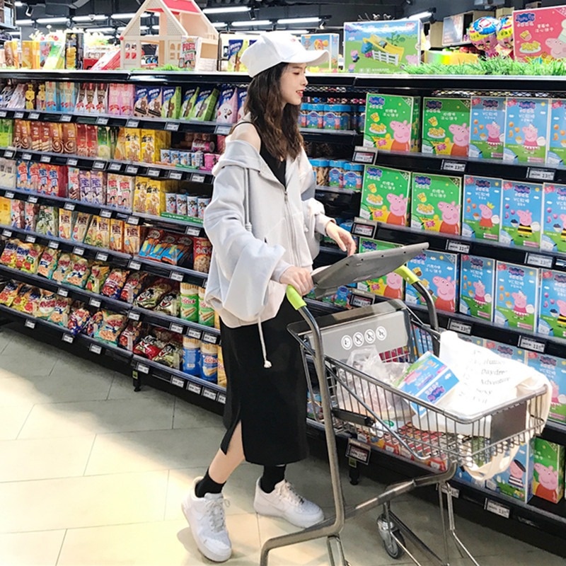 Áo Khoác Sweater Có Mũ Trùm Dáng Ngắn Kiểu Hàn Quốc Thời Trang Mùa Thu Cho Nữ