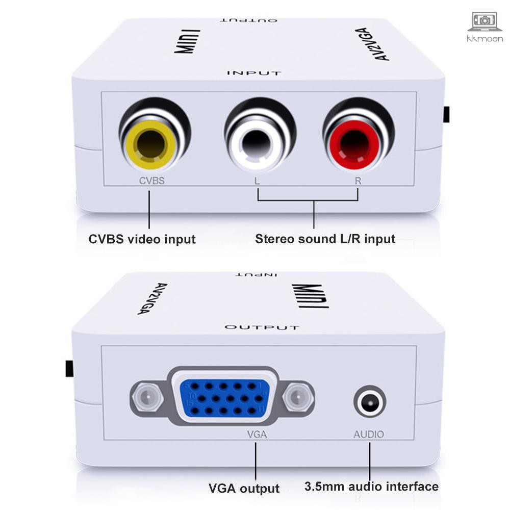 Bộ Chuyển Đổi Cổng Mini Av2Vga Video AV RCA Cvbs Sang VGA 3.5mm