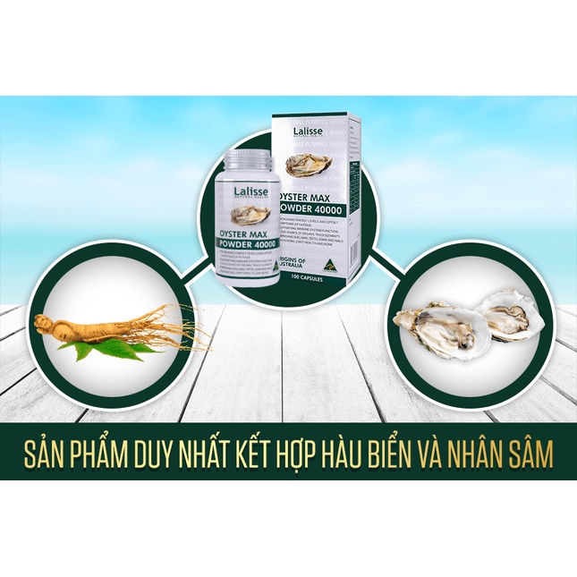 Viên Uống Tinh Hàu Lalisse Oyster Max Powder 40000mg Bổ Sung Các Hoạt Chất Tăng Cường Sinh Lực Cơ Thể - 30 Viên