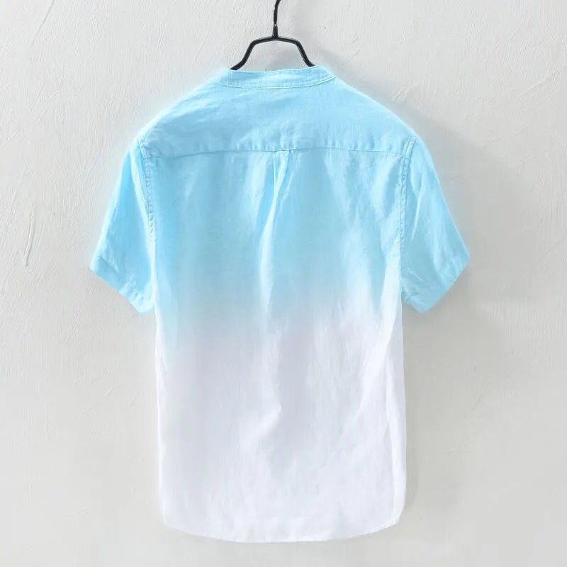 Áo Sơ Mi Nam Tay Ngắn Dáng Rộng Màu Gradient Phong Cách Hàn Quốc