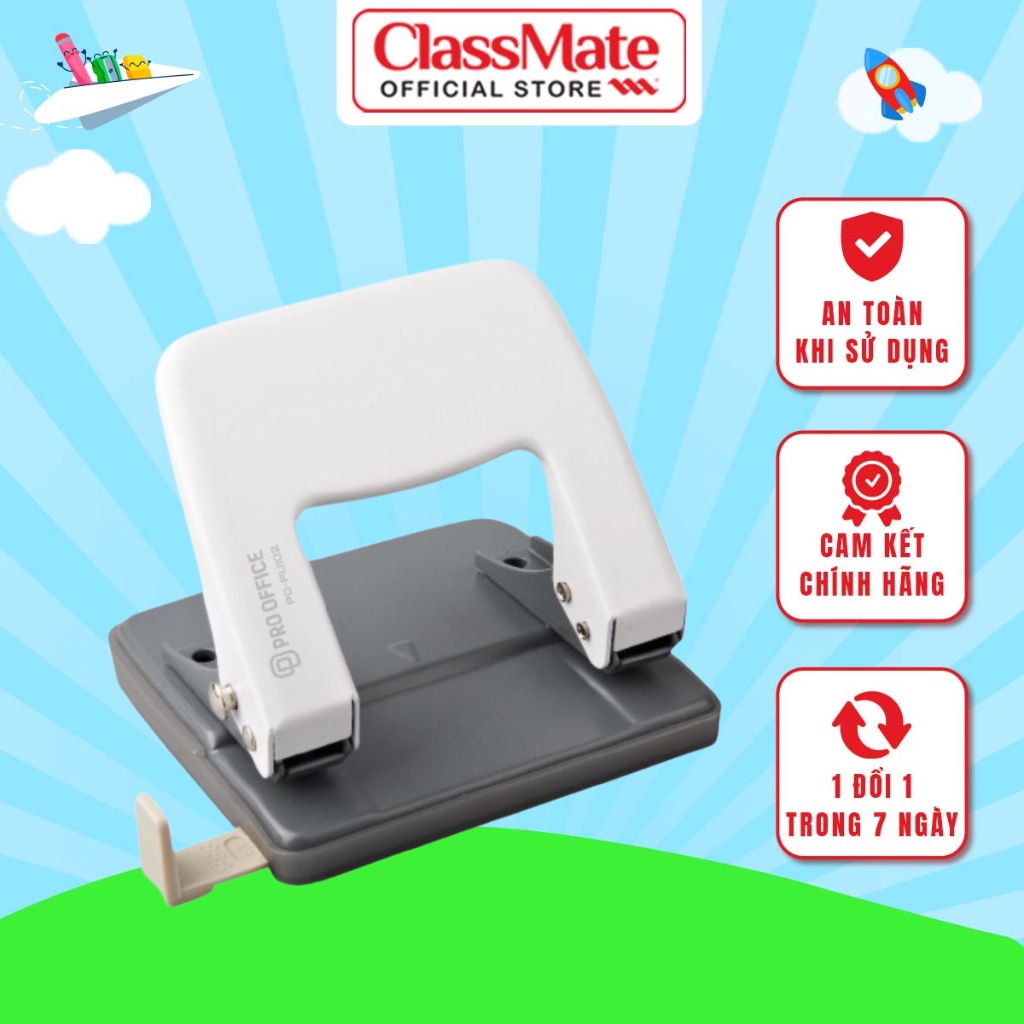Dụng Cụ Bấm Lỗ Giấy PRO OFFICE Chống Trơn Trượt, An Toàn Khi Bấm PO-PU101/102/103