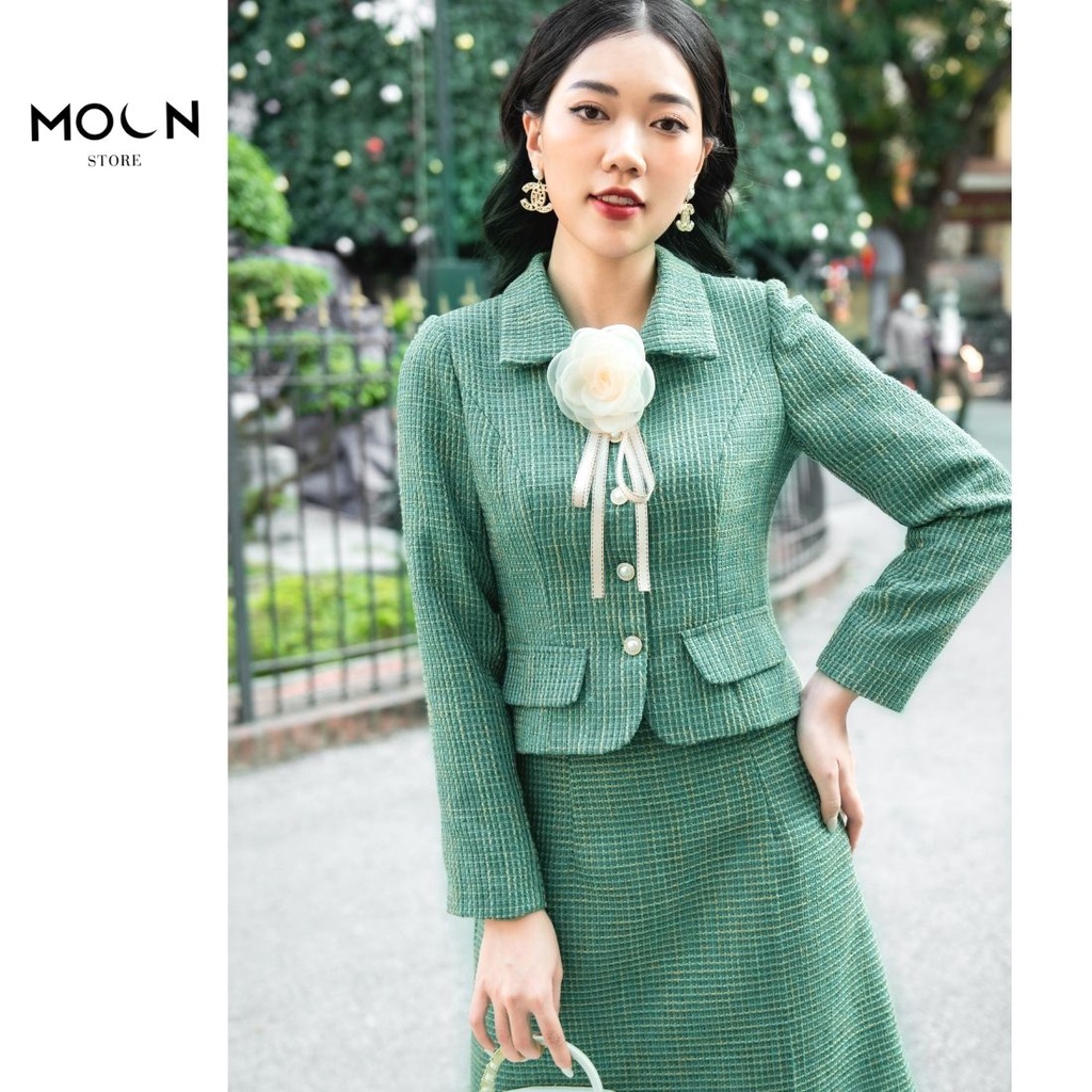 Áo khoác dạ nữ công sở chất dạ tweed siêu nhẹ ấm áp dễ phối đồ MVE607 MOON STORE