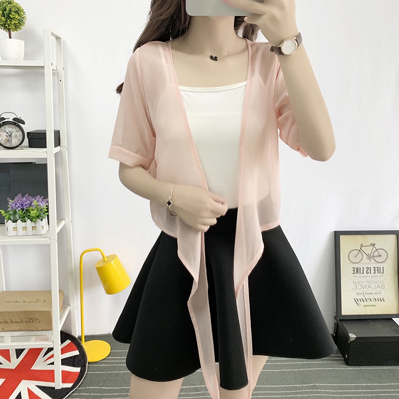 Áo Khoác Voan Tay Ngắn Chống Nắng Thời Trang Mùa Hè Cho Nữ