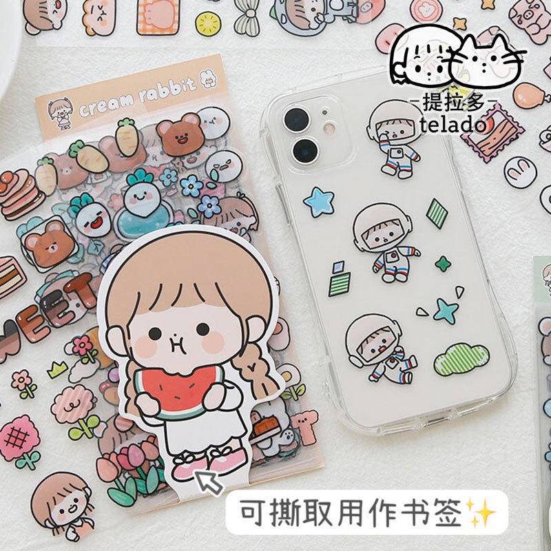 ⭐ iLado ⭐【10PCS】 Sticker PET telado Không Thấm Nước Nhãn Hình Dán Dễ Thương Sticker Trang Trí Sổ Dán Sổ Lưu Trữ Sticker Trang Trí Sổ Hình Dán Sticker Tập Vở Sổ Hiểm Bộ Sticker Nhãn Dán Sổ Chiết Lưu Trữ
