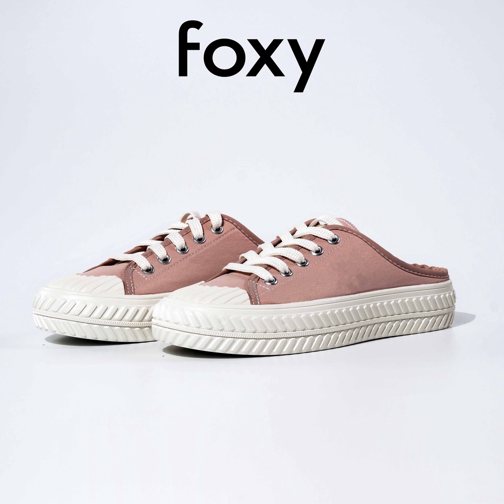 Giày Sục Thể Thao Nữ Dáng Mules Đạp Gót Màu Hồng Dễ Thương Đế Cao 3cm Foxy - FOM004