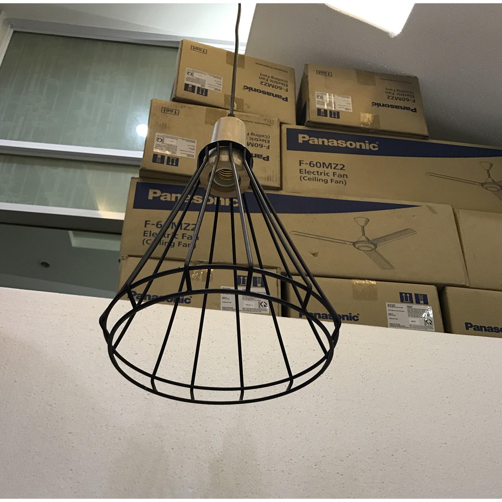 Đèn thả lồng sắt đuôi gỗ dáng chữ A (Đen) - Phù hơp cho quán cafe, phòng ăn, phòng khách - Chưa bao gồm bóng