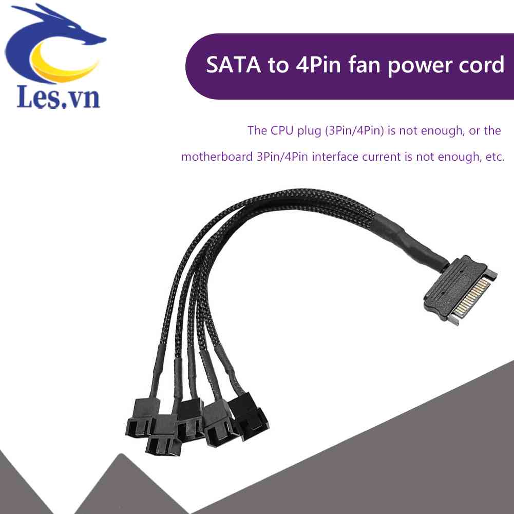 Cáp ChuyểN ĐổI QuạT TảN NhiệT SATA 1 Sang 3 4 5 4-Pin 12V Cho PC