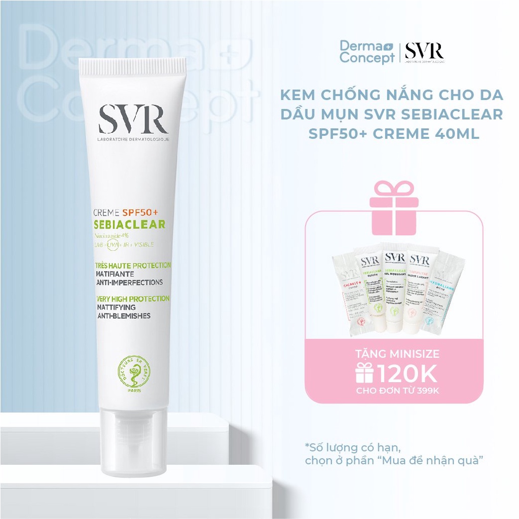 Kem chống nắng cho da dầu mụn SVR Sebiaclear SPF50+ Creme 40ml [NHẬP KHẨU CHÍNH HÃNG 100%]