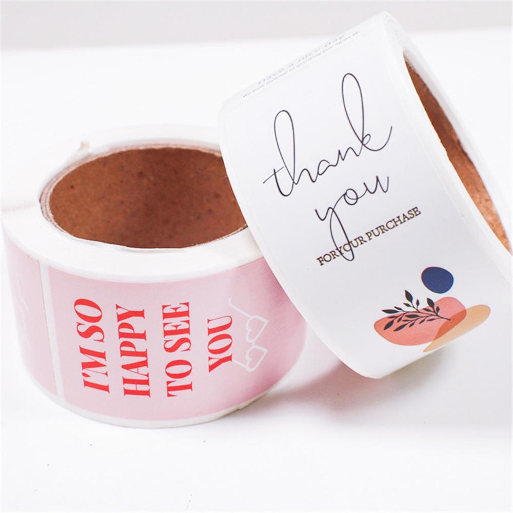 Cuộn 100 Nhãn Dán Trang Trí Sổ Tay In Chữ Thank You Độc Đáo