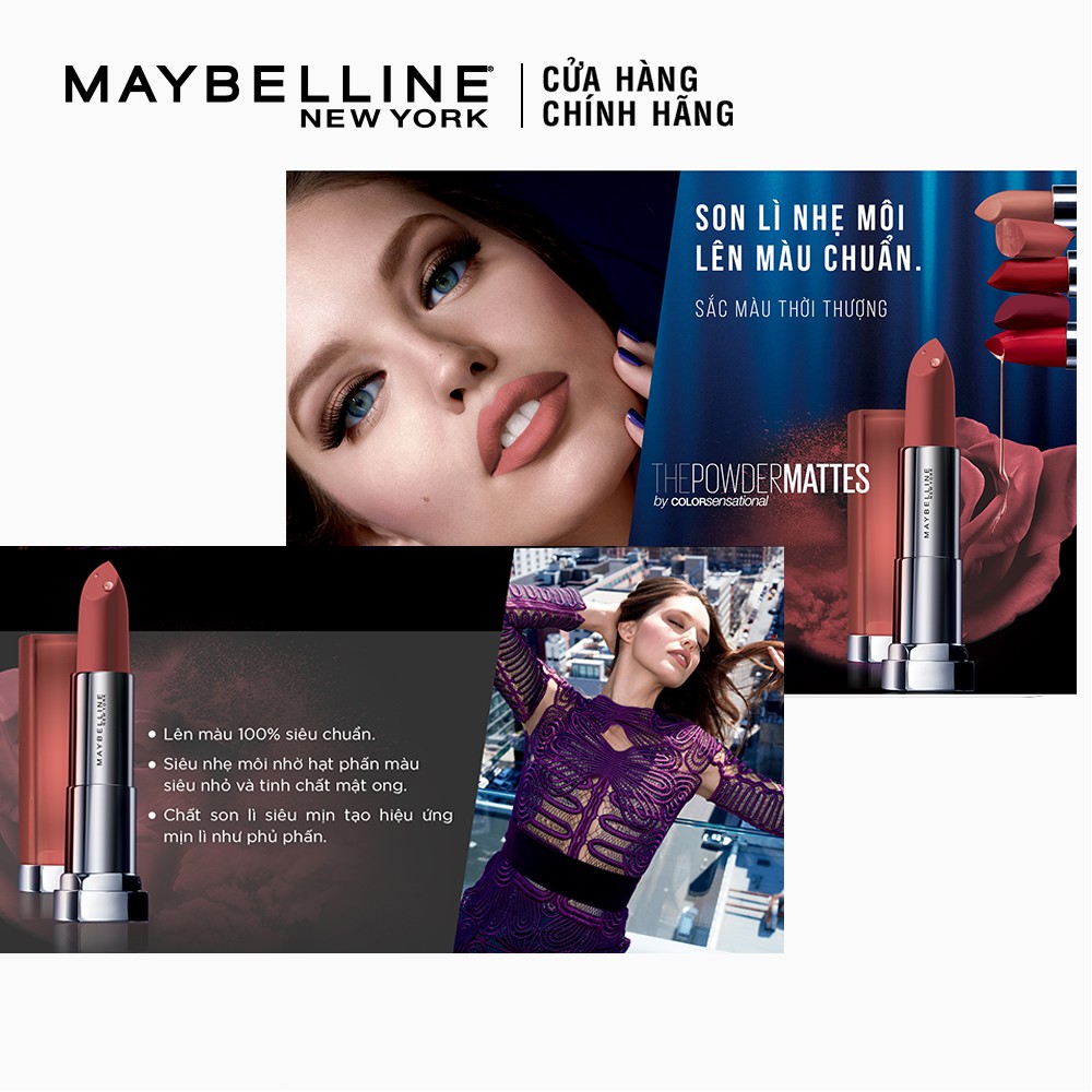 Son Lì Nhẹ Môi Dưỡng Môi Maybelline New York Color Sensational The Creamy Mattes Lipstick 3.9g | Thế Giới Skin Care
