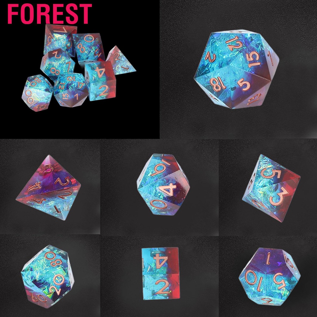 Forest Polyhedral Dice Set  7Pcs Lightweight Collectible RPG with Storage Box for Family Friends