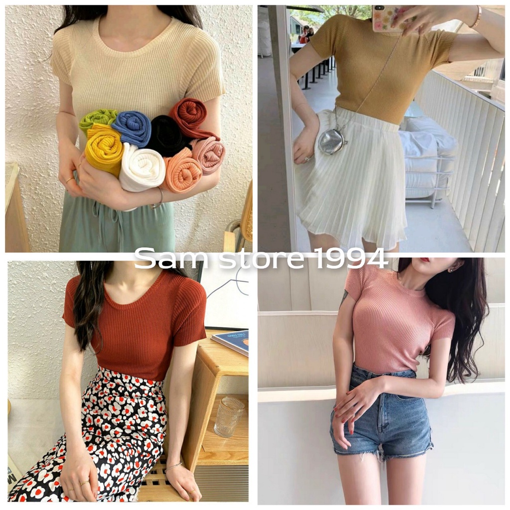 🦋[FREE SHIP] 🦋[ẢNH THẬT] 🦋ÁO LEN CỘC TAY 🦋ÁO LEN NỮ CỔ TRÒN TAY NGẮN SIÊU XINH {{SAM STORE 1994}}