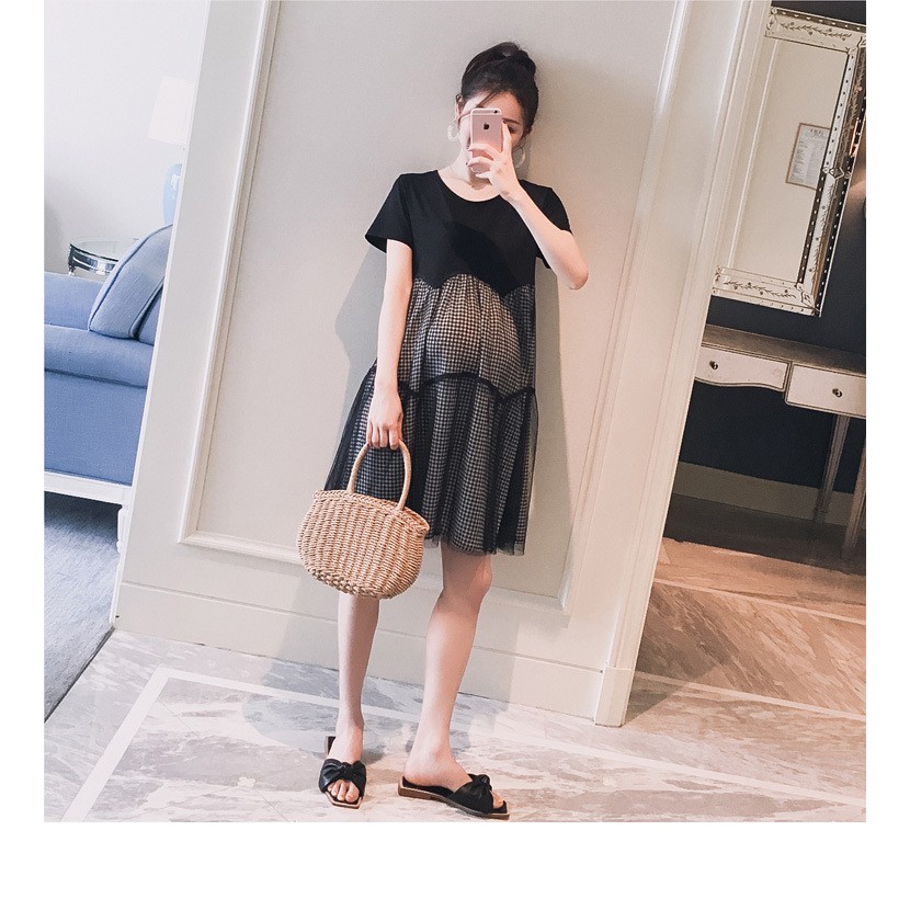 Váy Bầu Đầm Bầu Xinh Caro Ren Cao Cấp A1802