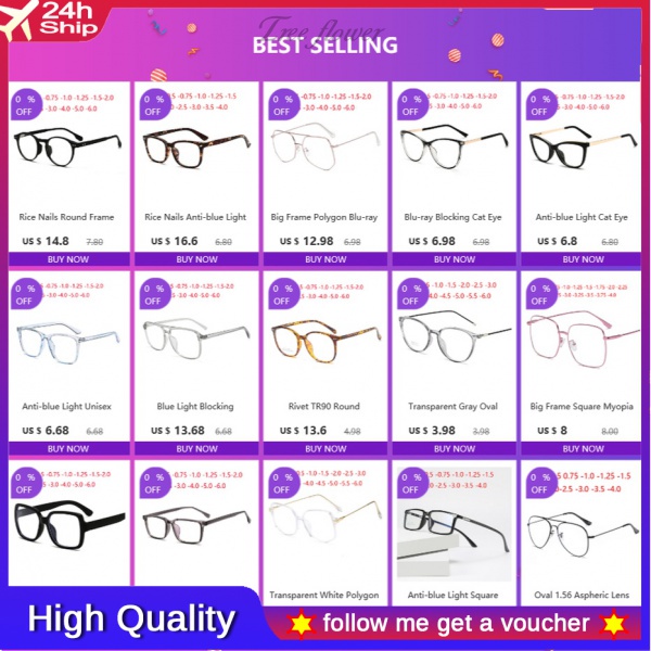 Kính Cận Gọng Nửa Chống Ánh Sáng Xanh Từ 1.0 -1.5 -2.0 -2.5 Đến -4.0 Thời Trang Cao Cấp Cho Nam