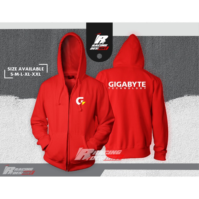 Áo Khoác Hoodie Có Khóa Kéo In Logo Gigabyte Chất Lượng Cao