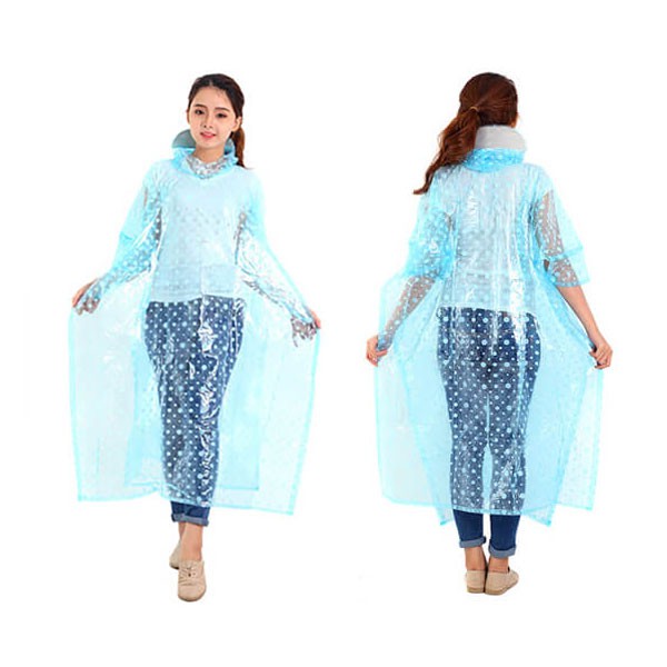 Áo Mưa Bít 1m4 Nhựa Dẻo Trong Suốt Bi Màu