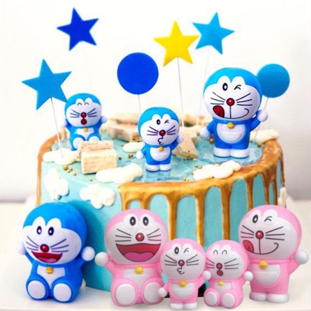 Set 4 chú mèo doraemon trang trí bánh kem sinh Nhật đồ chơi cho bé