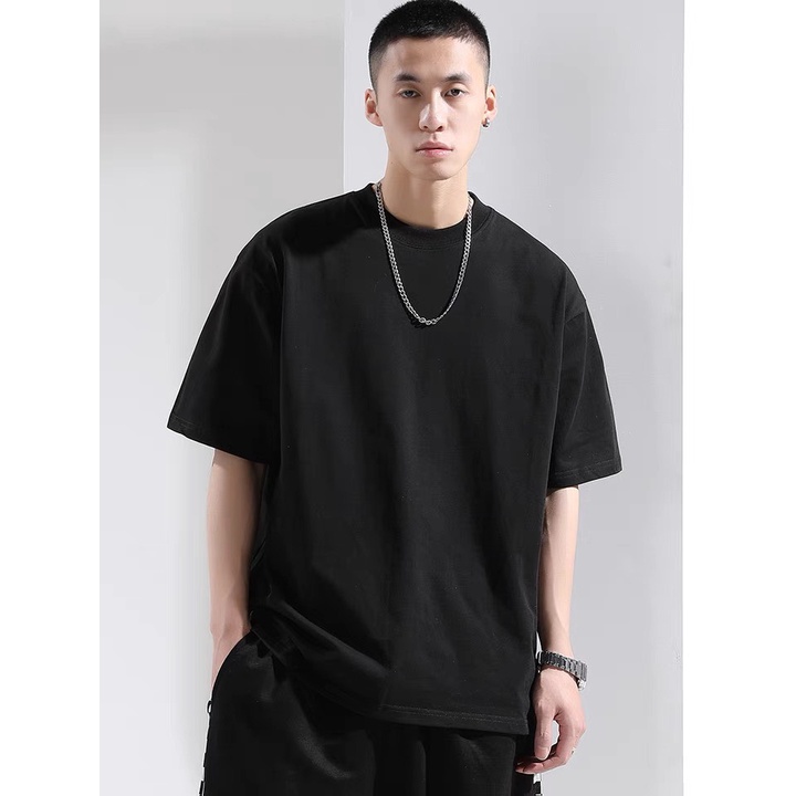 Áo thun nam nữ trơn hai màu đen trắng phom tay lỡ unisex basic, chất vải cotton mềm mịn Top xu hướng 2022