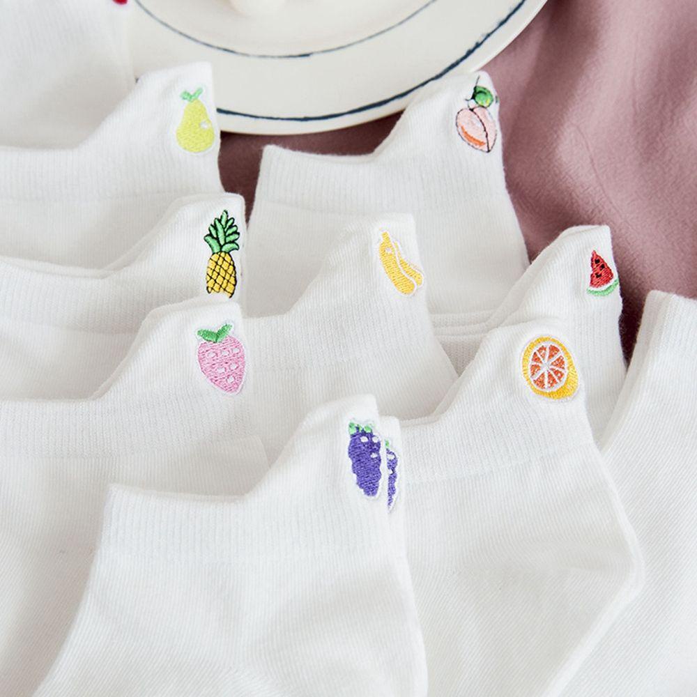 Vớ Cotton Mềm Cổ Thấp Thoải Mái Thêu Hình Trái Cây Cho Tuổi Teen