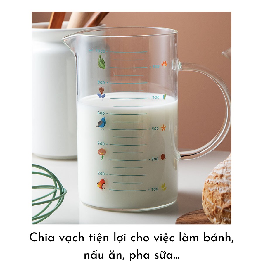 Cốc thủy tinh - cốc thủy tinh chia vạch - dùng pha trà, cafe, pha sữa bột cho bé