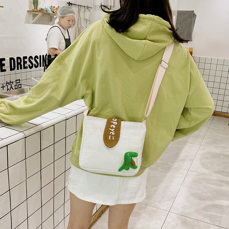 ENVIROSAX Túi đeo vai vải canvas in chữ thời trang trẻ trung cho nữ