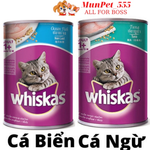 Thức ăn pate mèo Whiskas lon cá biển, cá ngừ 400g nhập khẩu từ Thái lan