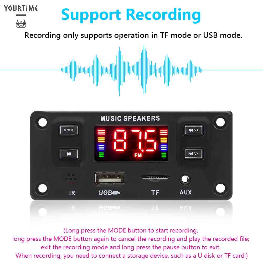 Mạch Giải Mã Khuếch Đại Âm Thanh MP3 60W 2 X 30W Bluetooth Cho Xe Hơi