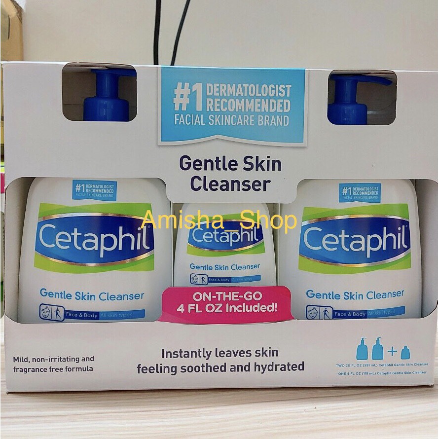 Bộ Sữa rửa mặt CETAPHIL của Canada ( Gồm 2 chai 591 ml + 1 chai 118 ml )