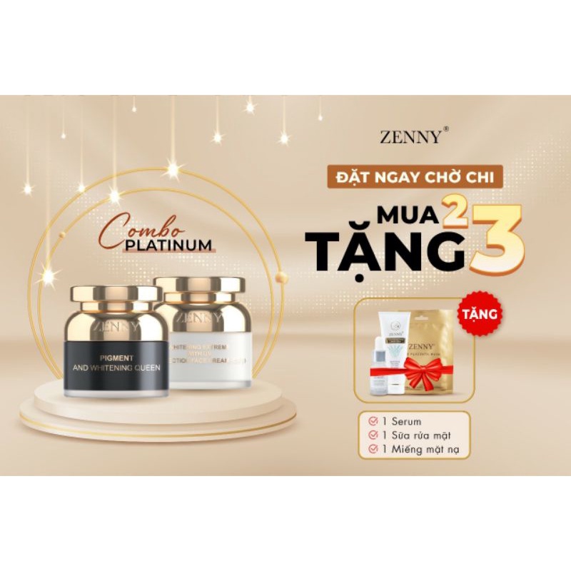 [CHÍNH HÃNG]Combo kem ZENNY PLATINUM tặng 1 sửa rửa mặt 20g + 1 serum 10ml + 1 mặt nạ giấy zenny