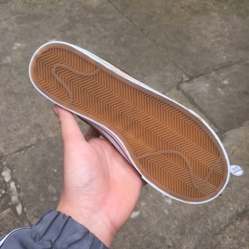 &gt;ẢNH THẬT-HÀNG THẬT&lt; Giày sneaker Blazer trắng viền nâu thấp cổ nam nữ