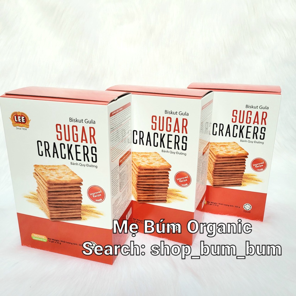 [HCM giao hỏa tốc]  Bánh quy giòn Cream Creackers phủ đường, Bánh lúa đường Sunrise Malaysia - Hộp 308g, 14 gói*22g