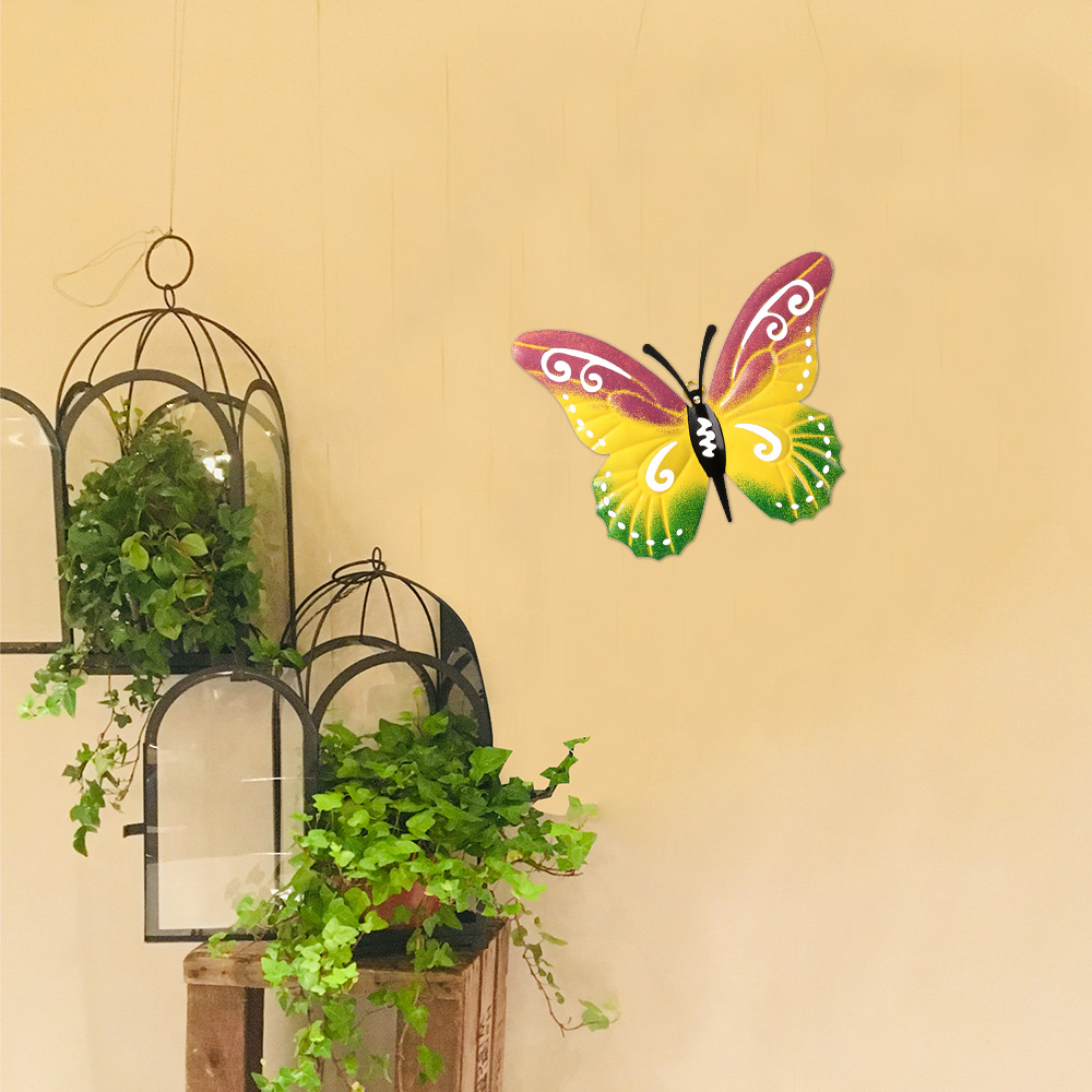 BEAUTY Office Wall Art Yard Indoor Outdoor Decoration Metal Butterfly Wall Decor Garden Hanging for Patio Sculpture Ornament Fence Handmade Gift for kids