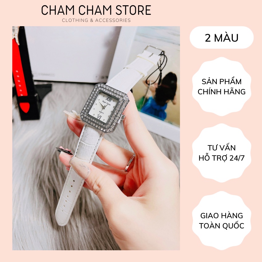 Đồng hồ nữ Royal Crown 💥 MẪU MỚI NHẤT 💥 đồng hồ thời trang nữ mặt đính đá full viền thể hiện sự sang trọng