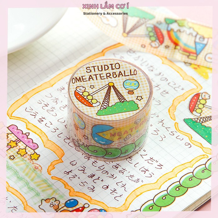 Băng Dán Washi Tape PET Meaterball Mèo Cưng Dễ Thương [Xinh Lắm Cơ Í]